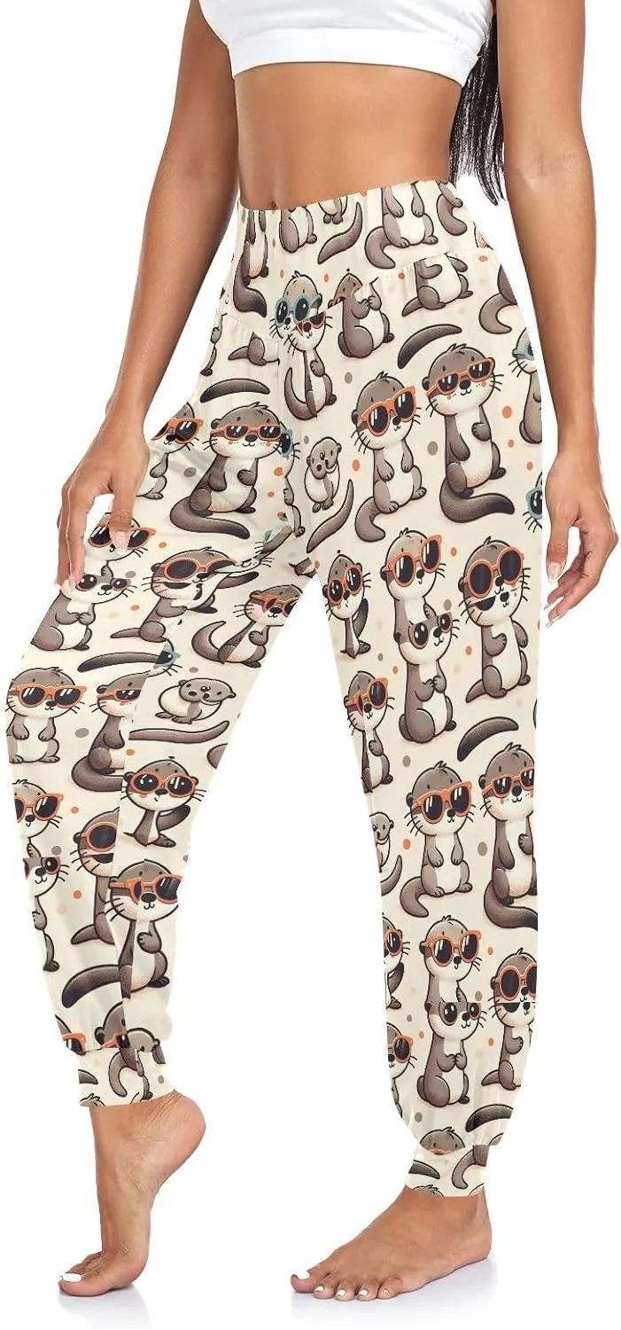 Women's Harem Pant Otter-Wearing-Sunglasses Yoga Boho Trousers Summer Beach Pant Jogger Pant Sweatpant