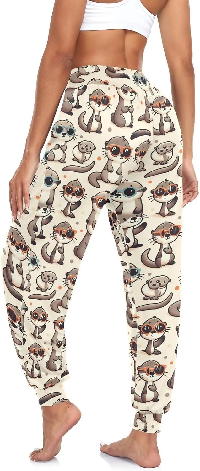 Women's Harem Pant Otter-Wearing-Sunglasses Yoga Boho Trousers Summer Beach Pant Jogger Pant Sweatpant