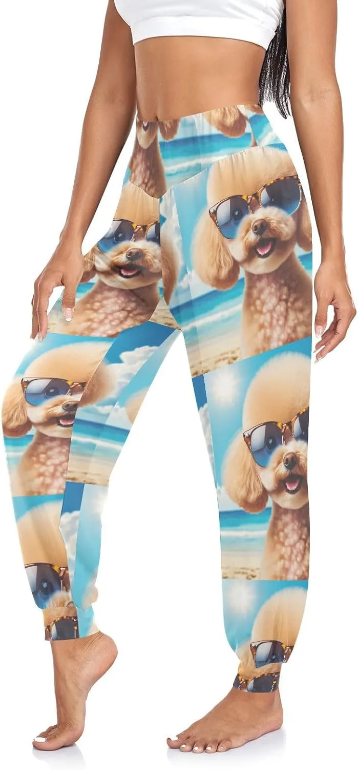 Women's Harem Pant Sunglasses-Beach-Poodle Yoga Boho Trousers Summer Beach Pant Jogger Pant Sweatpant