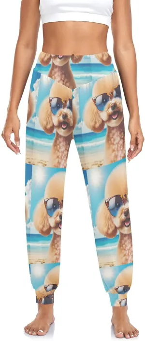 Women's Harem Pant Sunglasses-Beach-Poodle Yoga Boho Trousers Summer Beach Pant Jogger Pant Sweatpant