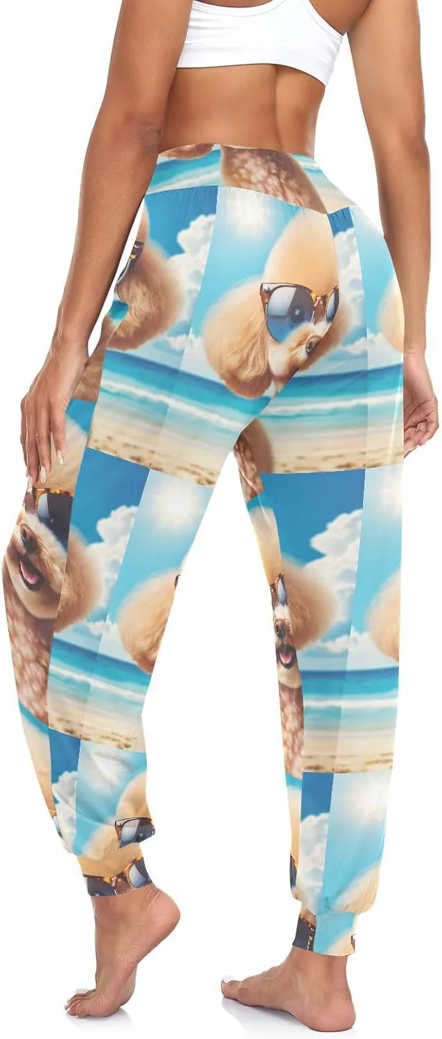 Women's Harem Pant Sunglasses-Beach-Poodle Yoga Boho Trousers Summer Beach Pant Jogger Pant Sweatpant