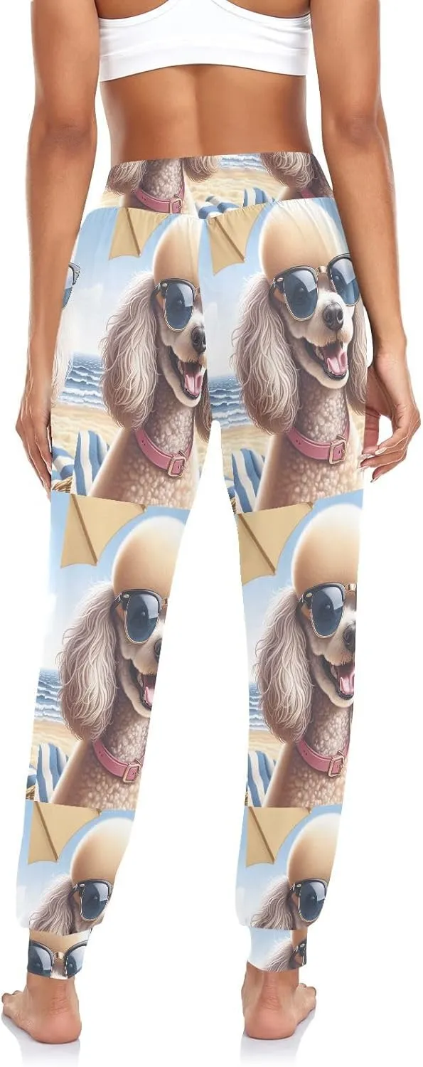 Women's Harem Pant Sunglasses-Holiday-Poodle Yoga Boho Trousers Summer Beach Pant Jogger Pant Sweatpant