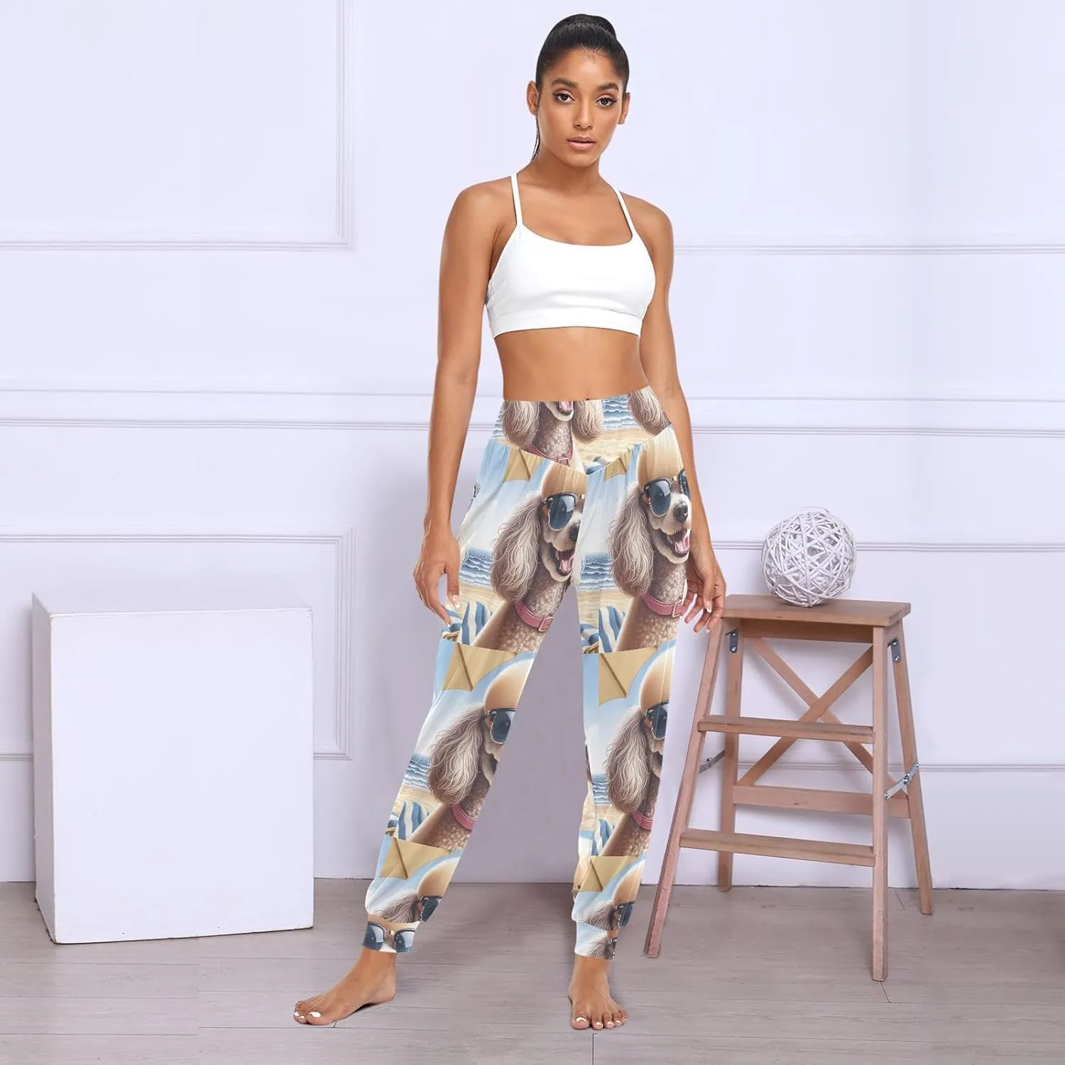 Women's Harem Pant Sunglasses-Holiday-Poodle Yoga Boho Trousers Summer Beach Pant Jogger Pant Sweatpant