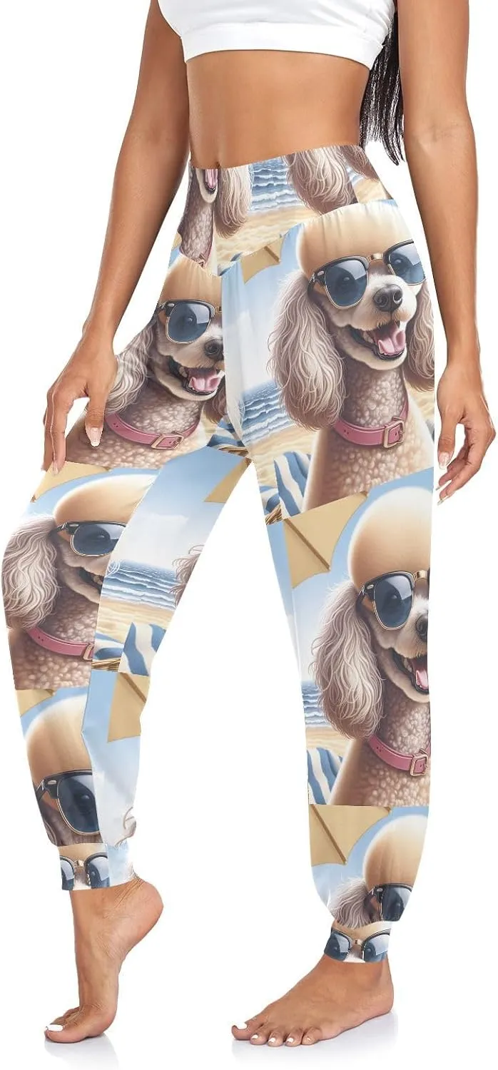 Women's Harem Pant Sunglasses-Holiday-Poodle Yoga Boho Trousers Summer Beach Pant Jogger Pant Sweatpant