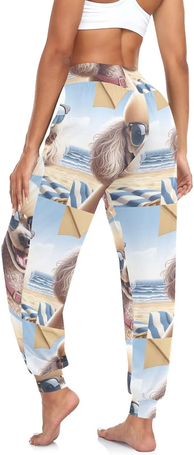 Women's Harem Pant Sunglasses-Holiday-Poodle Yoga Boho Trousers Summer Beach Pant Jogger Pant Sweatpant