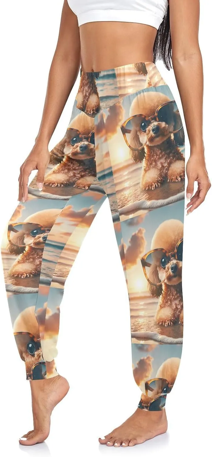 Women's Harem Pant Sunglasses-Toy-Poodle Yoga Boho Trousers Summer Beach Pant Jogger Pant Sweatpant