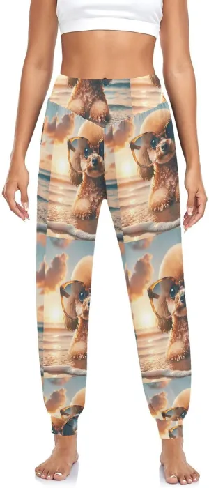 Women's Harem Pant Sunglasses-Toy-Poodle Yoga Boho Trousers Summer Beach Pant Jogger Pant Sweatpant