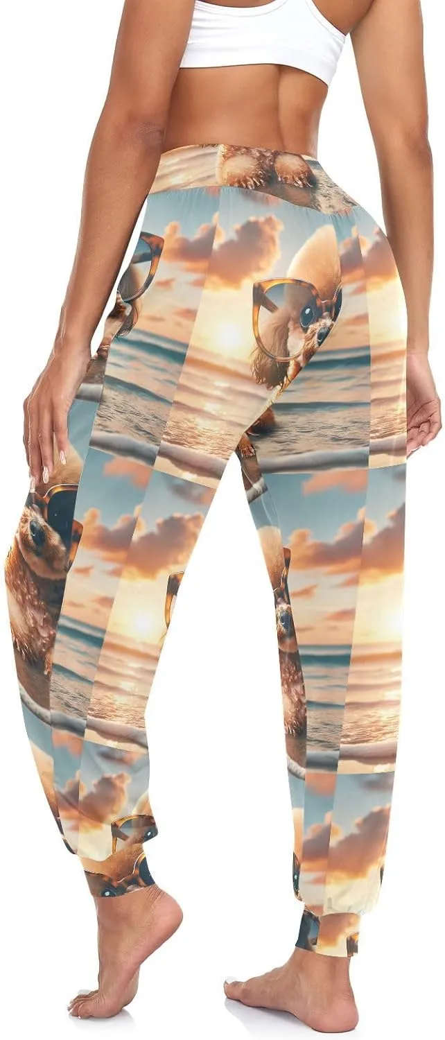 Women's Harem Pant Sunglasses-Toy-Poodle Yoga Boho Trousers Summer Beach Pant Jogger Pant Sweatpant