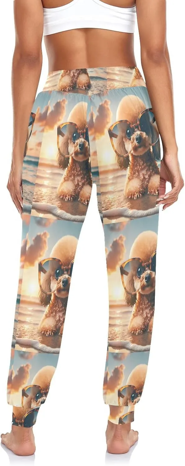 Women's Harem Pant Sunglasses-Toy-Poodle Yoga Boho Trousers Summer Beach Pant Jogger Pant Sweatpant