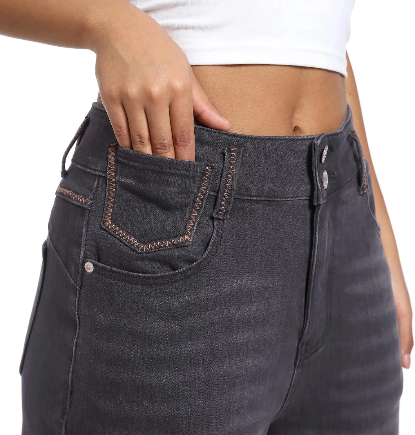 Women's High Waisted Wide Leg Jeans - Stretchy Tummy Control Denim Pants, Loose Fit Straight Leg Baggy Jeans