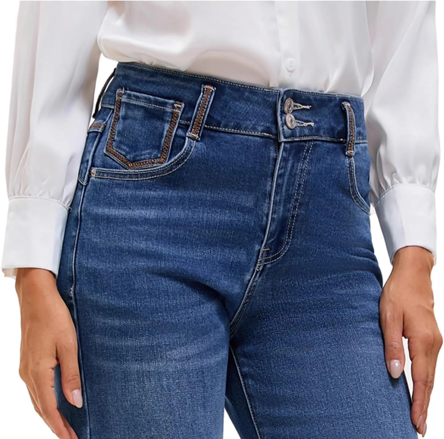 Women's High Waisted Wide Leg Jeans - Stretchy Tummy Control Denim Pants, Loose Fit Straight Leg Baggy Jeans