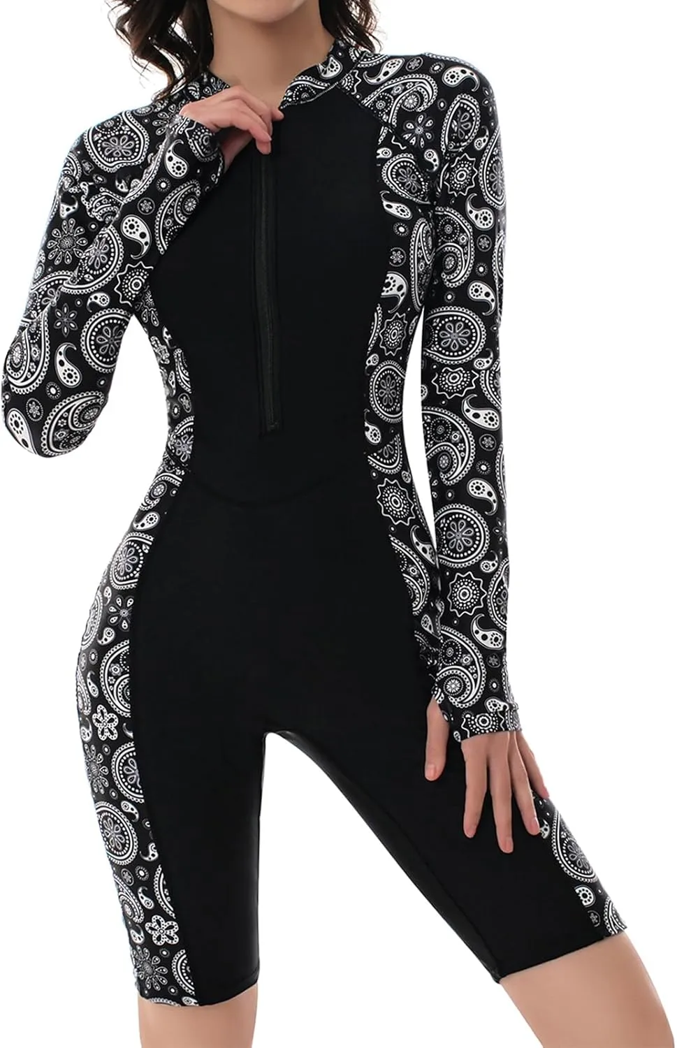 Women's Long Sleeve One-Piece Swimsuit: Rash Guard Boyleg Bathing Suit Sport Surfing Athletic Swimwear