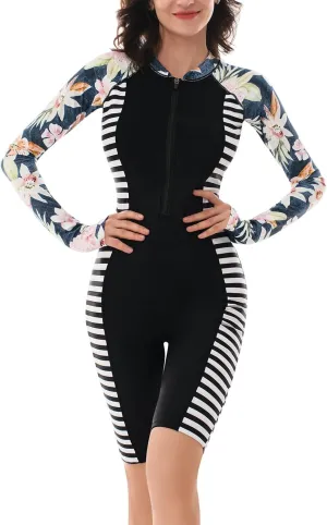 Women's Long Sleeve One-Piece Swimsuit: Rash Guard Boyleg Bathing Suit Sport Surfing Athletic Swimwear