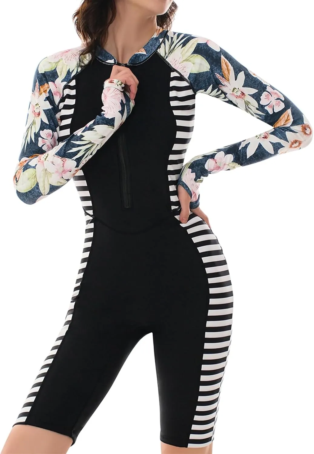 Women's Long Sleeve One-Piece Swimsuit: Rash Guard Boyleg Bathing Suit Sport Surfing Athletic Swimwear