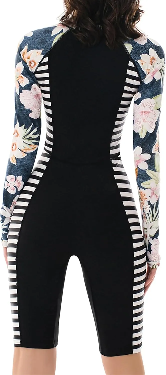 Women's Long Sleeve One-Piece Swimsuit: Rash Guard Boyleg Bathing Suit Sport Surfing Athletic Swimwear