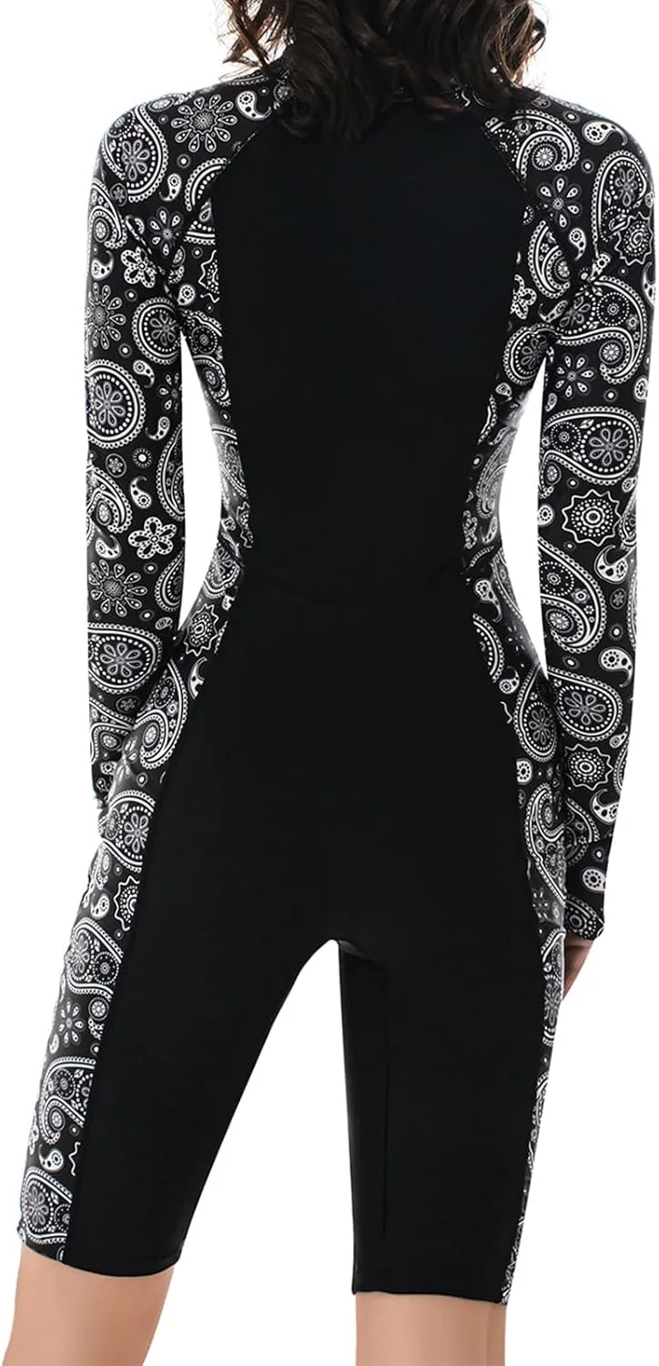 Women's Long Sleeve One-Piece Swimsuit: Rash Guard Boyleg Bathing Suit Sport Surfing Athletic Swimwear