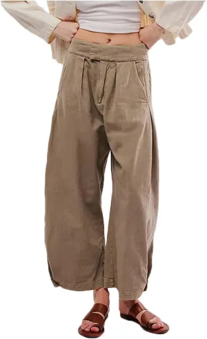 Womens Mid Rise Baggy Barrel Jeans Boyfriend Wide Leg Denim Pants Vintage Buttoned Front Straight Ankle Capri Jeans