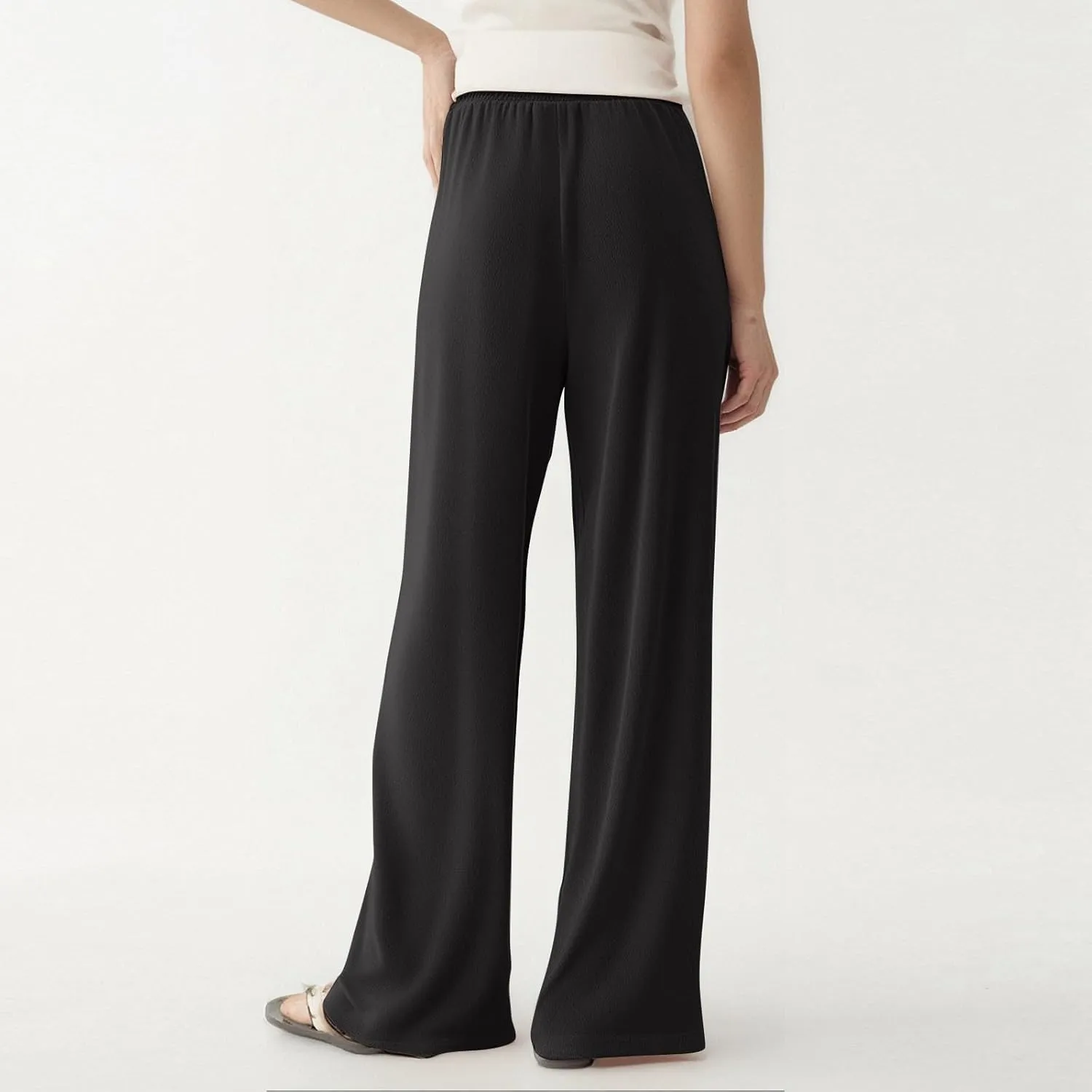 Women's Pants Casual Long Wide Leg High Waisted Trousers Loose Fit Drawstring Pleated Pull On Vacation Trousers