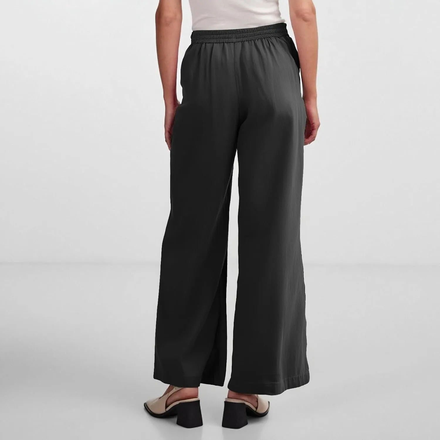 Women's Pants Flowy Long Wide Leg High Waisted Pants Casual Drawstring Pull On Beach Trousers with Pockets
