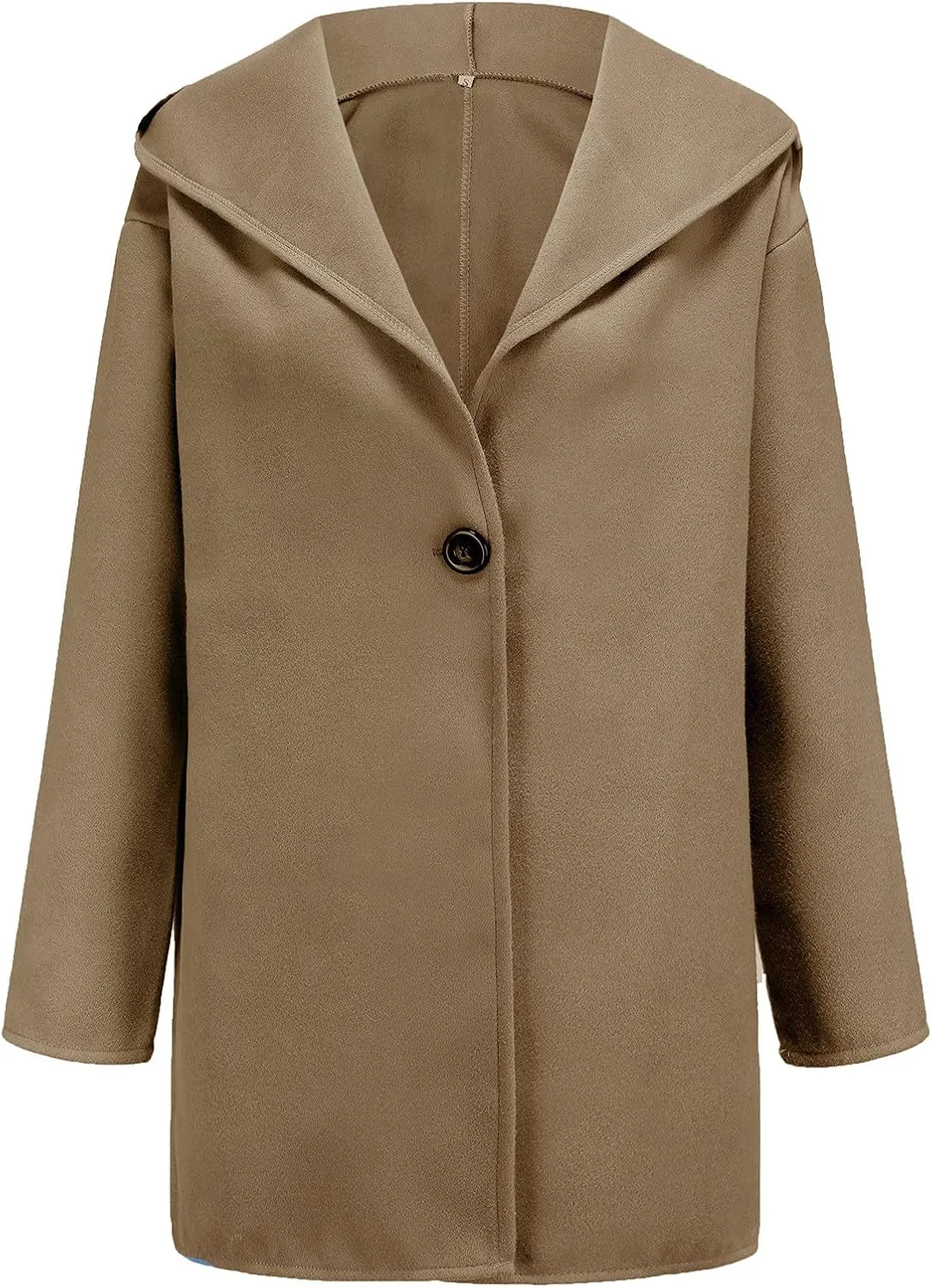 Womens Plus Size Winter Coats Warm Single Breasted Wool Blend Pea Coat Dressy Fashion Overcoat Trench Jacket with Hood