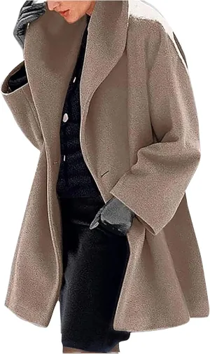 Womens Plus Size Winter Coats Warm Single Breasted Wool Blend Pea Coat Dressy Fashion Overcoat Trench Jacket with Hood