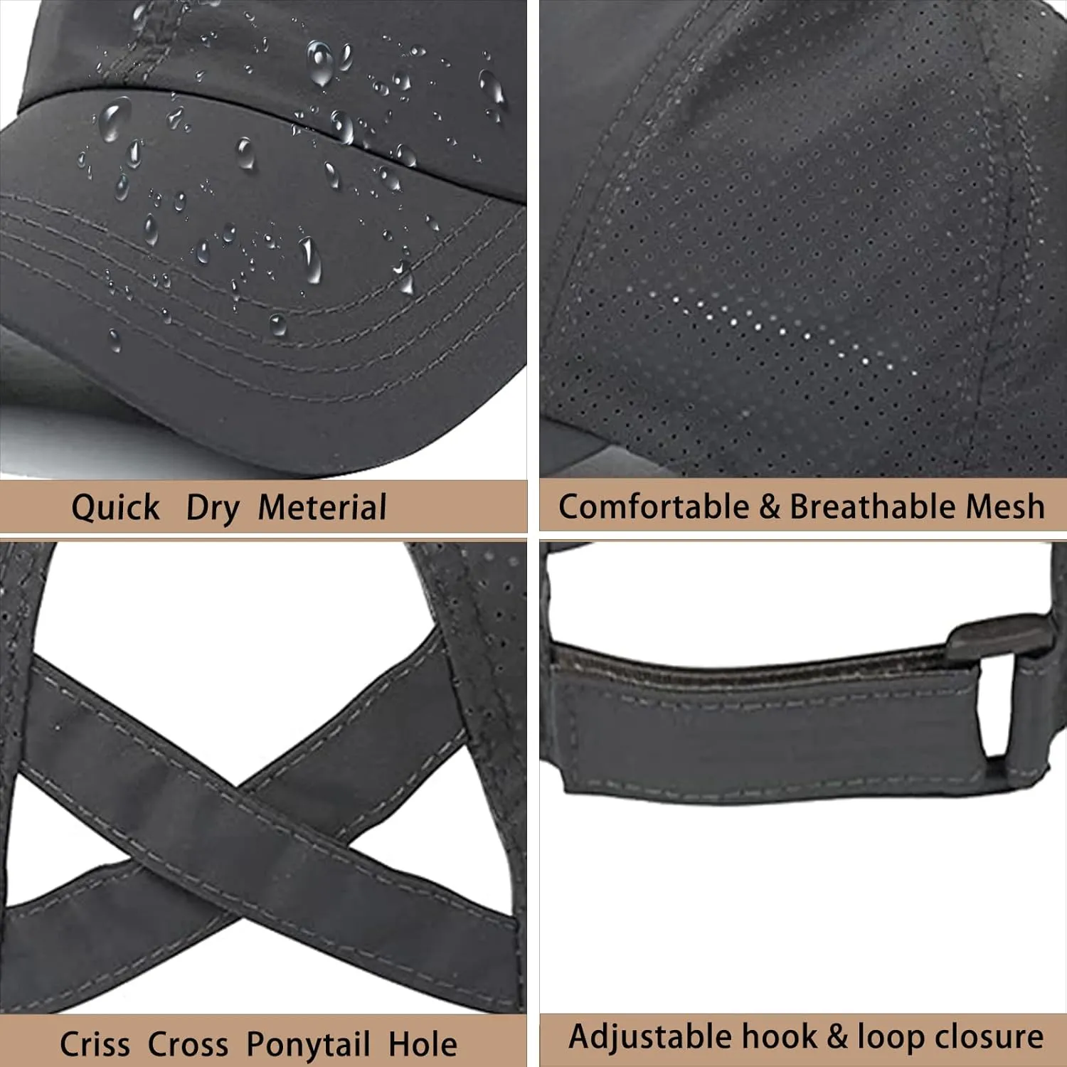 Womens Ponytail Hat Baseball Cap, Adjustable Criss Cross Baseball Cap High Bun Unisex Quick Drying Trucker Hats