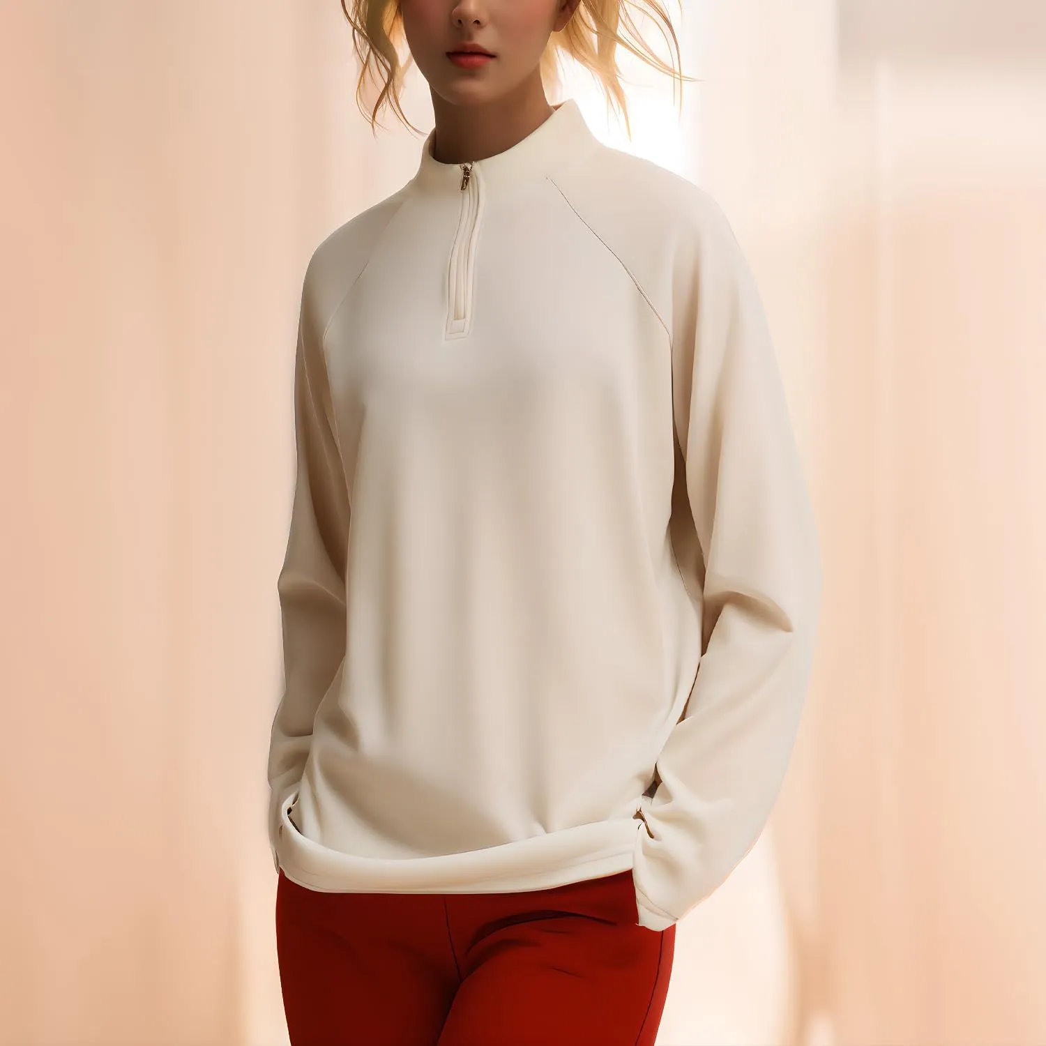 Women's Shirts Long Sleeve 1/4 Zip Quick Dry Workout Hiking Athletic Shirts Athletic Running Yog Zip Up Jackets