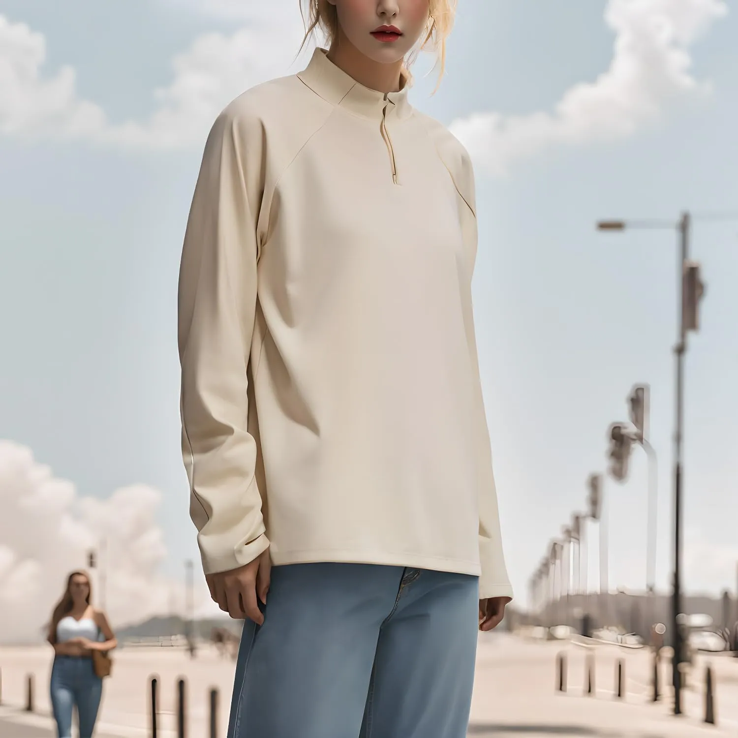 Women's Shirts Long Sleeve 1/4 Zip Quick Dry Workout Hiking Athletic Shirts Athletic Running Yog Zip Up Jackets