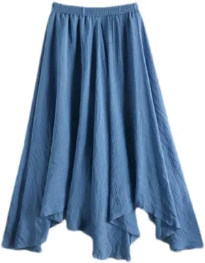 Women's Solid Linen Skirts Summer Midi Color Irregular Pleated Black Big Swing Fishtail Skirt