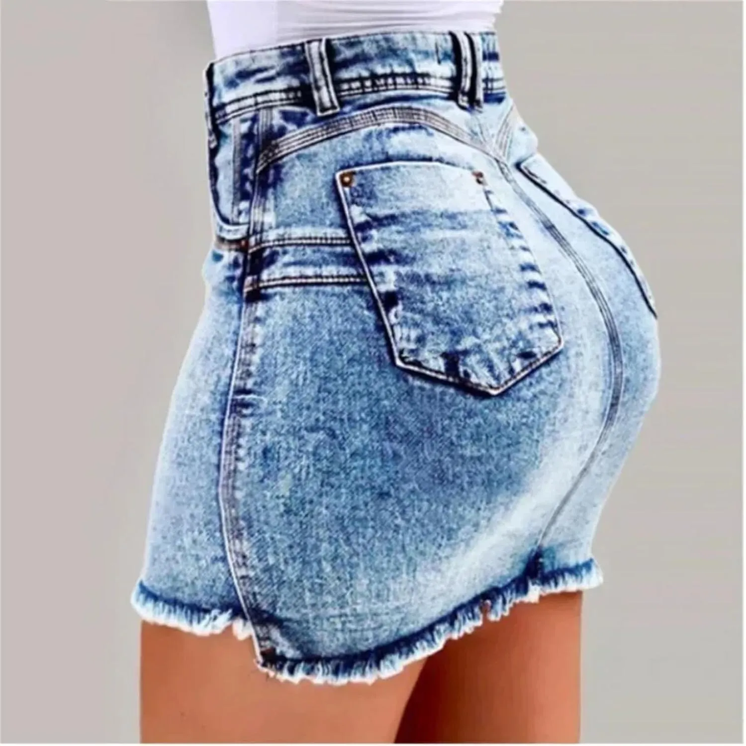 Women's Summer High Waisted Mini Denim Skirt Sexy Club Party Packaged Hip Wear Bodycon Short Jeans Skirts
