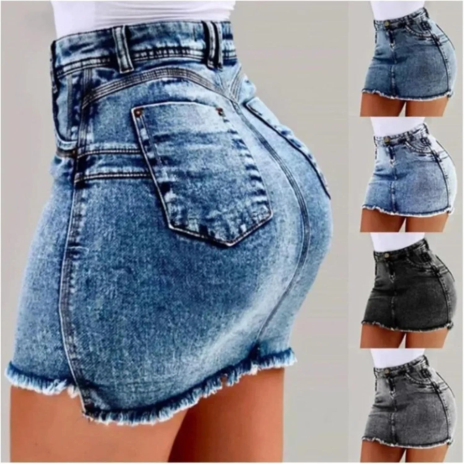Women's Summer High Waisted Mini Denim Skirt Sexy Club Party Packaged Hip Wear Bodycon Short Jeans Skirts