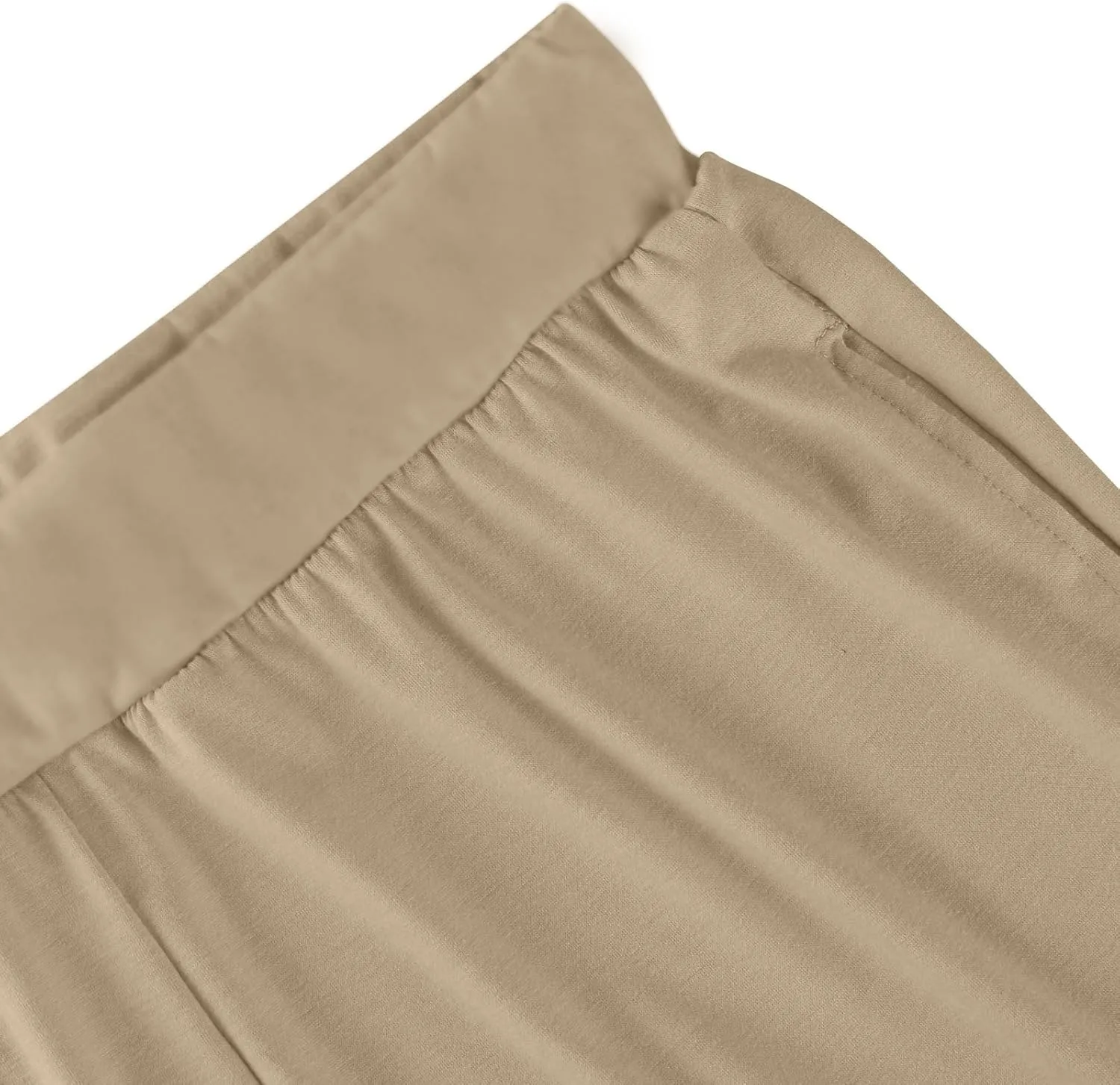 Women's Summer Pants Wide Leg Long High Waisted Pants Lightweight Pleated Pull On Vacation Trousers with Pockets