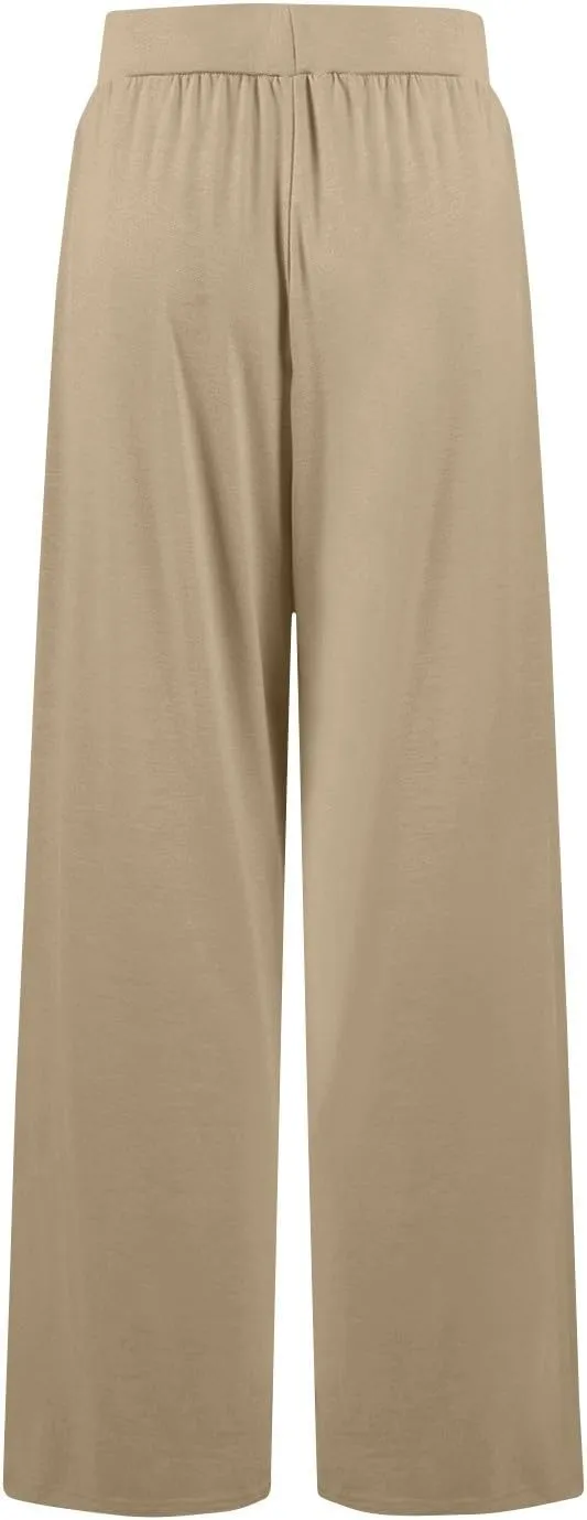 Women's Summer Pants Wide Leg Long High Waisted Pants Lightweight Pleated Pull On Vacation Trousers with Pockets