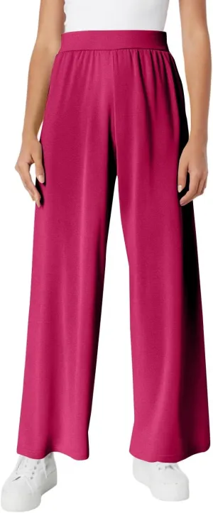Women's Summer Pants Wide Leg Long High Waisted Pants Lightweight Pleated Pull On Vacation Trousers with Pockets