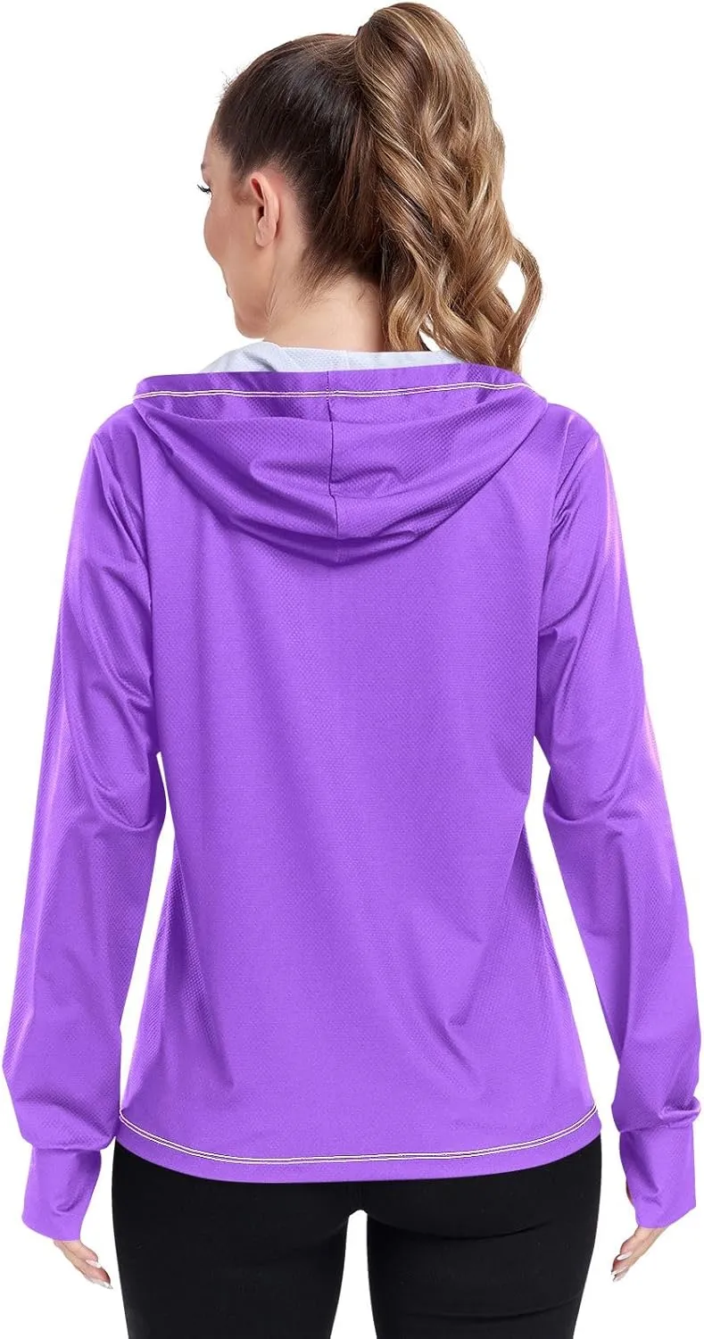 Womens Sun Protection Shirts Lavender Blue UV Cooling Hoodie Summer Clothing Long Sleeve SPF 50 Quick Dry Cooling Shirts