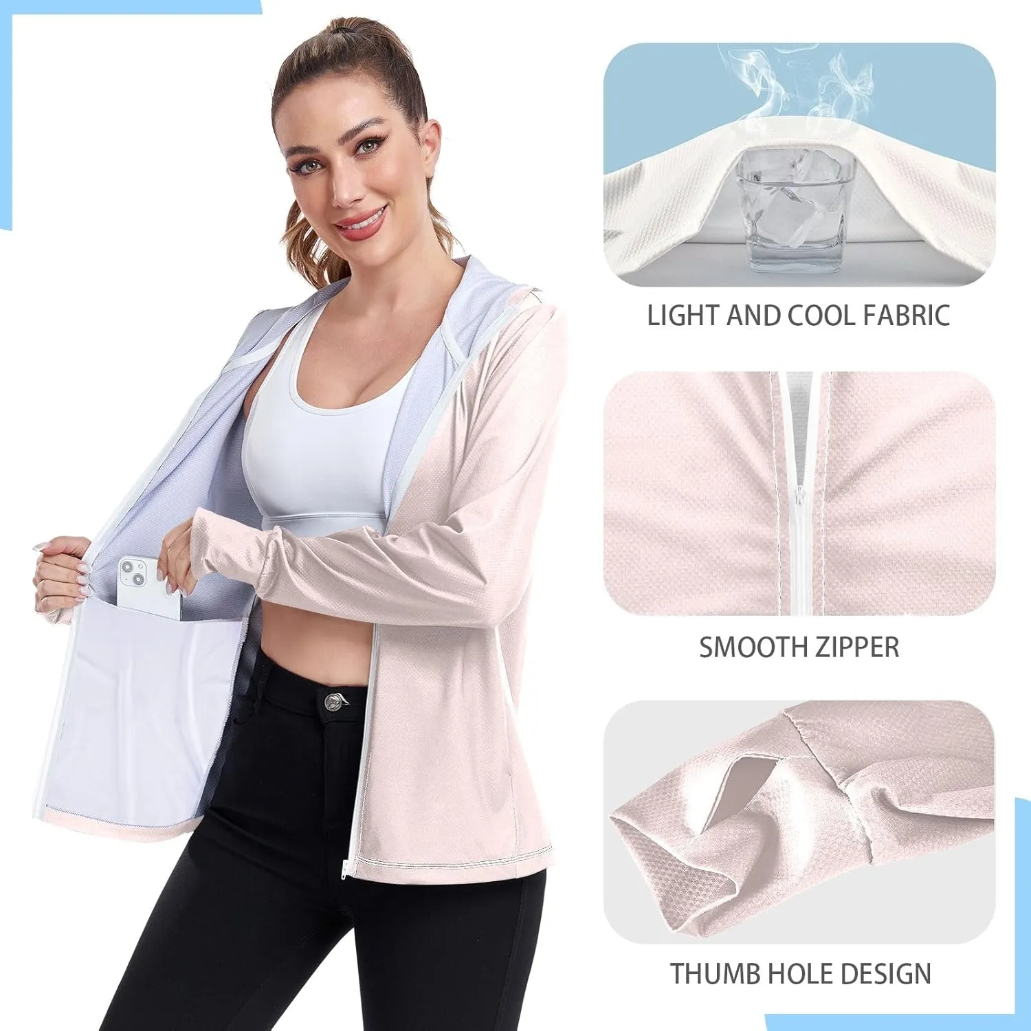 Womens Sun Protection Shirts Strong Red Women's Hoodie Zip Front Rash Guard Sun Shirts for Women Long Sleeve Uv Protection