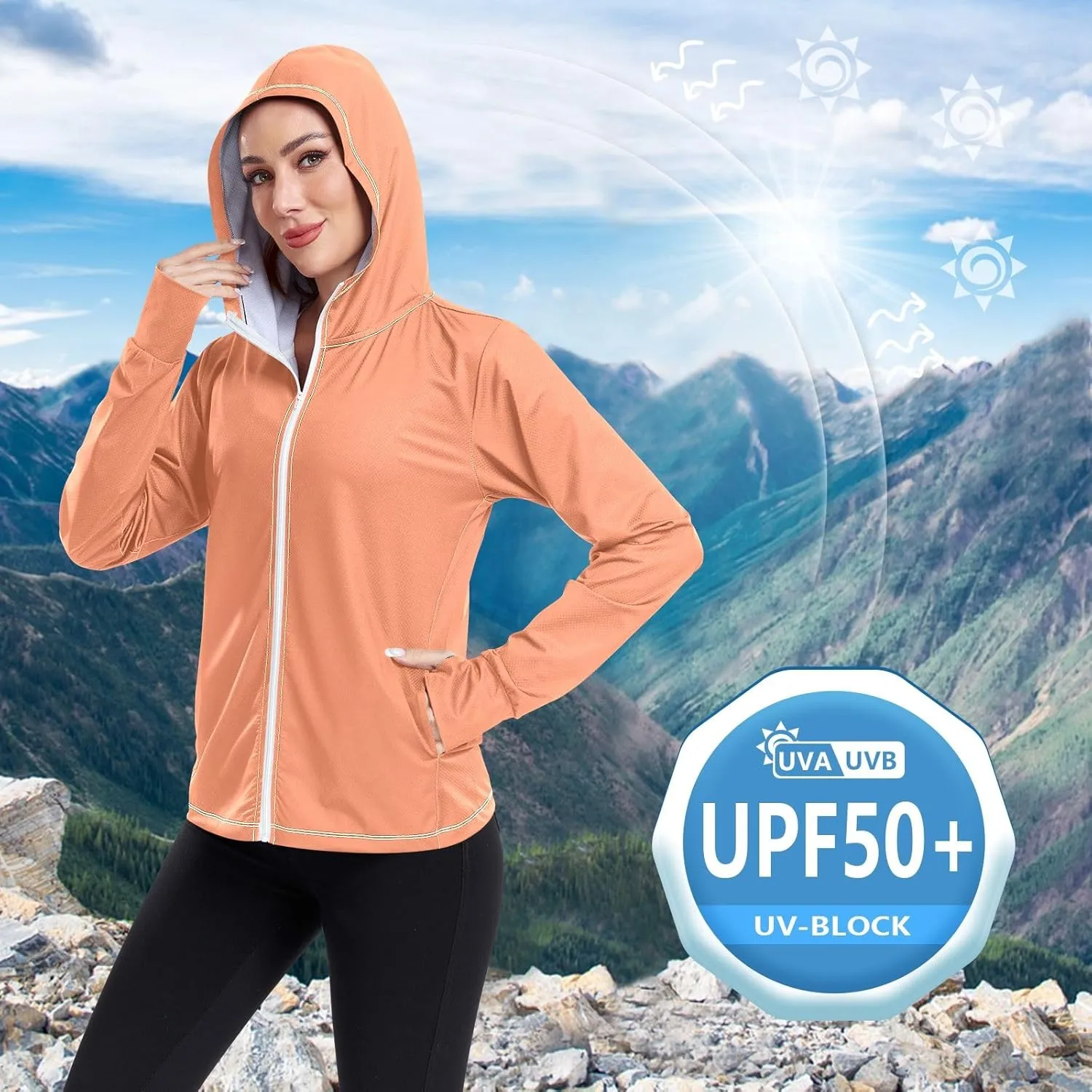 Womens Sun Protection Shirts Strong Red Women's Hoodie Zip Front Rash Guard Sun Shirts for Women Long Sleeve Uv Protection