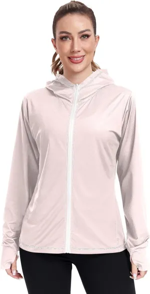 Womens Sun Protection Shirts Strong Red Women's Hoodie Zip Front Rash Guard Sun Shirts for Women Long Sleeve Uv Protection