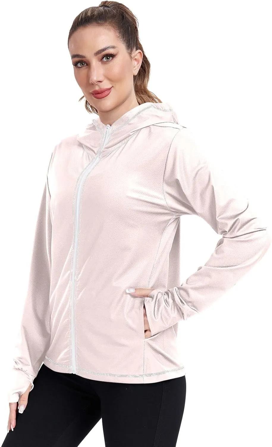 Womens Sun Protection Shirts Strong Red Women's Hoodie Zip Front Rash Guard Sun Shirts for Women Long Sleeve Uv Protection