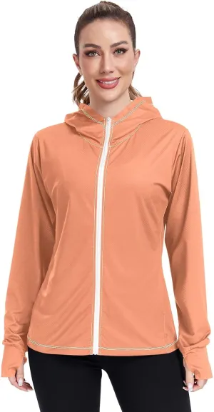 Womens Sun Protection Shirts Strong Red Women's Hoodie Zip Front Rash Guard Sun Shirts for Women Long Sleeve Uv Protection