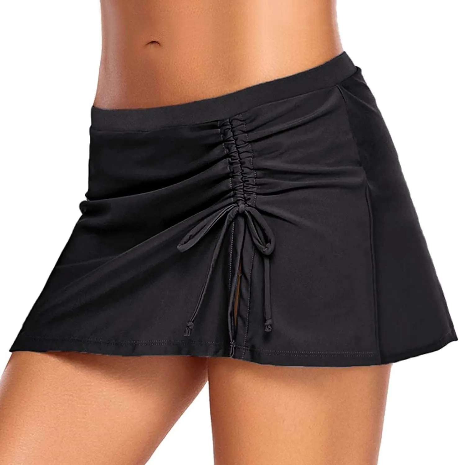 Women's Swim Skirt Bottoms High Waisted Bathing Suit Swimsuits Skirts Pleated Skorts Liner