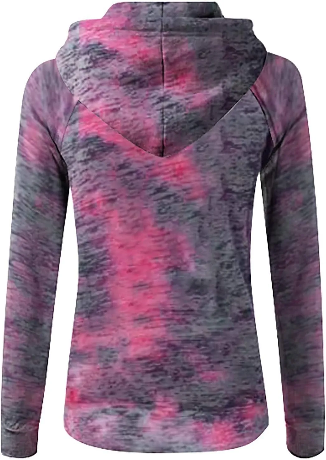 Womens Tie-Dye Zip up Sweatshirts Hooded Long Sleeve Coats Drawstring Casual Loose Outerwear with Pockets