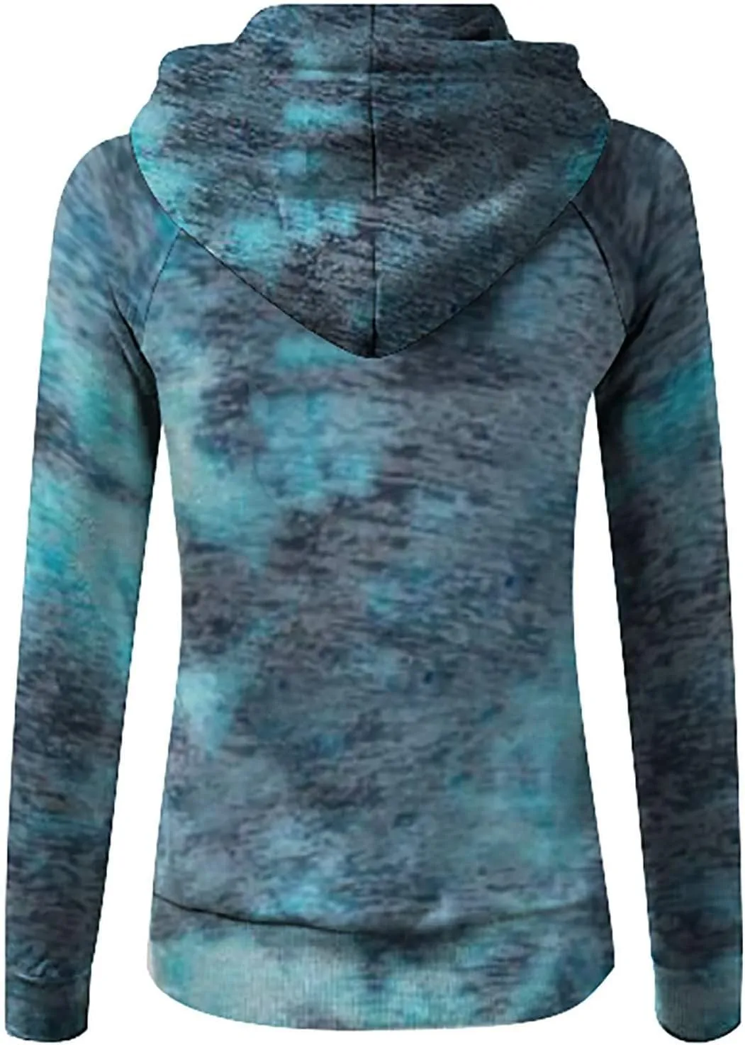 Womens Tie-Dye Zip up Sweatshirts Hooded Long Sleeve Coats Drawstring Casual Loose Outerwear with Pockets