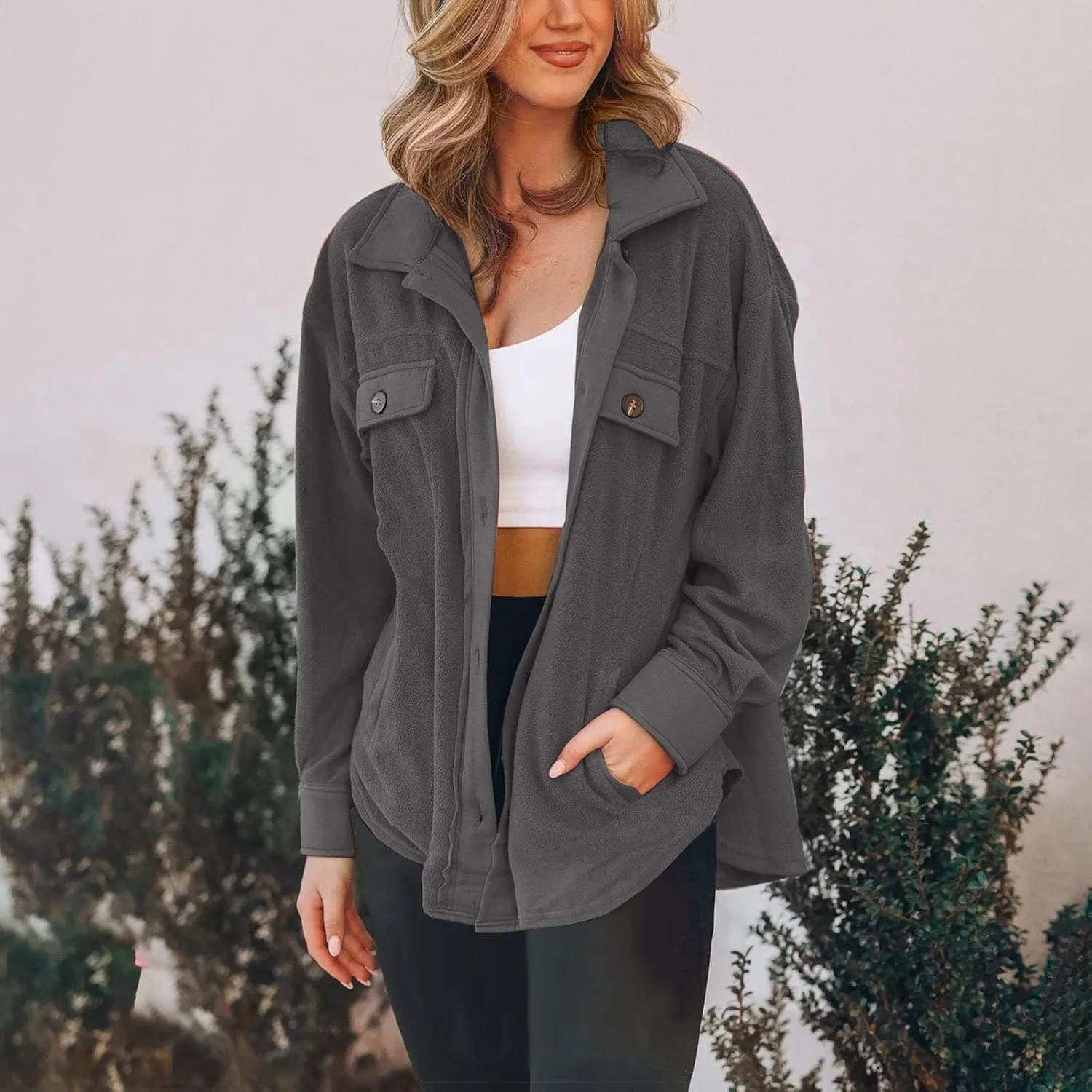 Womens Trench Coat Single Breasted Trench Coats Notch Collar Jacket Loose Fit Pea Coat Winter Jacket with Cheat Pockets