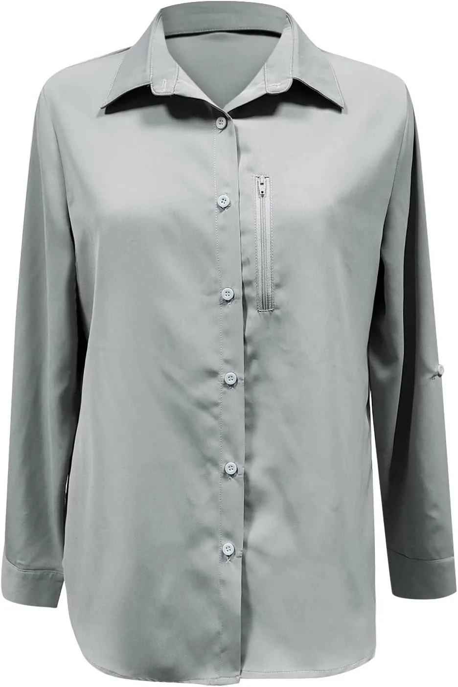 Womens UPF 50  Sun Protection Fishing Shirt Quick Dry Button Down Long Sleeve Shirts Solid Color Outdoor Travel Shirts
