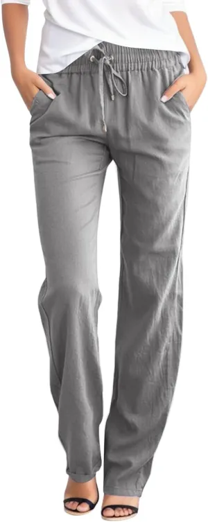 Women's Wide Leg Sweatpants Winter lwggings Outfits Capris with Pockets Water Resistant Elastic Waist