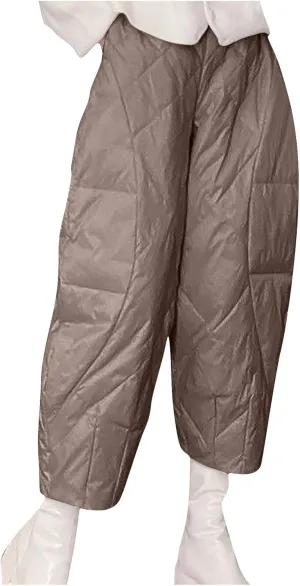 Womens Winter Down Pants Warm Lightweight Plus Size Wide Leg Puffer Pants Baggy Quilted Pants with Pockets