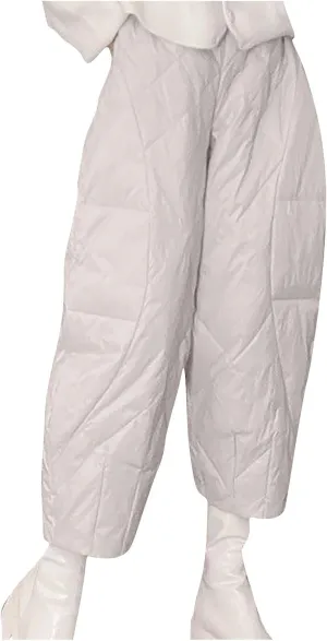 Womens Winter Down Pants Warm Lightweight Plus Size Wide Leg Puffer Pants Baggy Quilted Pants with Pockets
