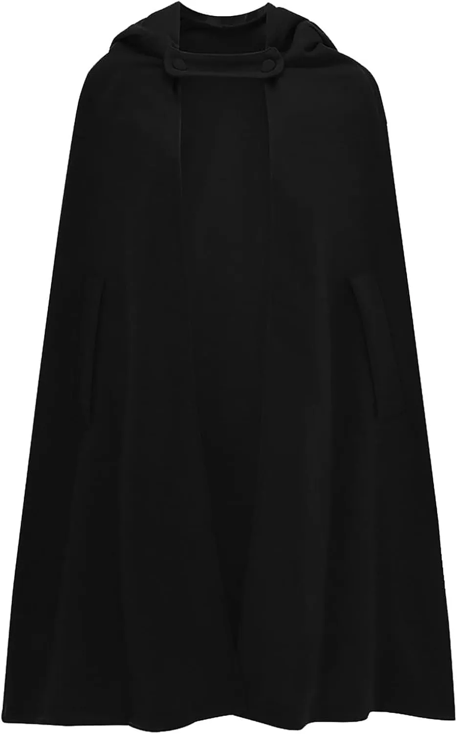 Women's Wool Blend Hooded Cape Mid-Length Cloak Pea Coats Winter Open Front Cardigans Vintage Trench Outwear