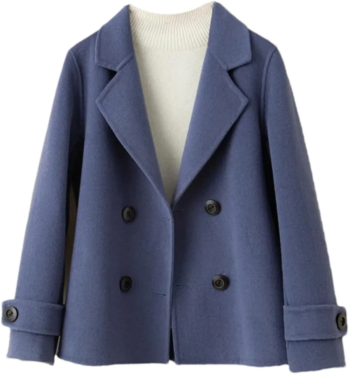 Women's Woolen Coat Turn-Down Collar Short Wool Coat For Female Thicken Trench Coat With Pockets